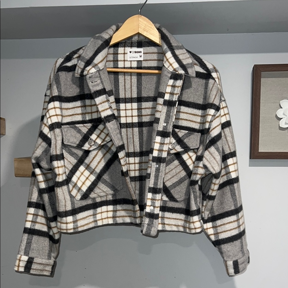 Gray Plaid‎ Women's Jacket